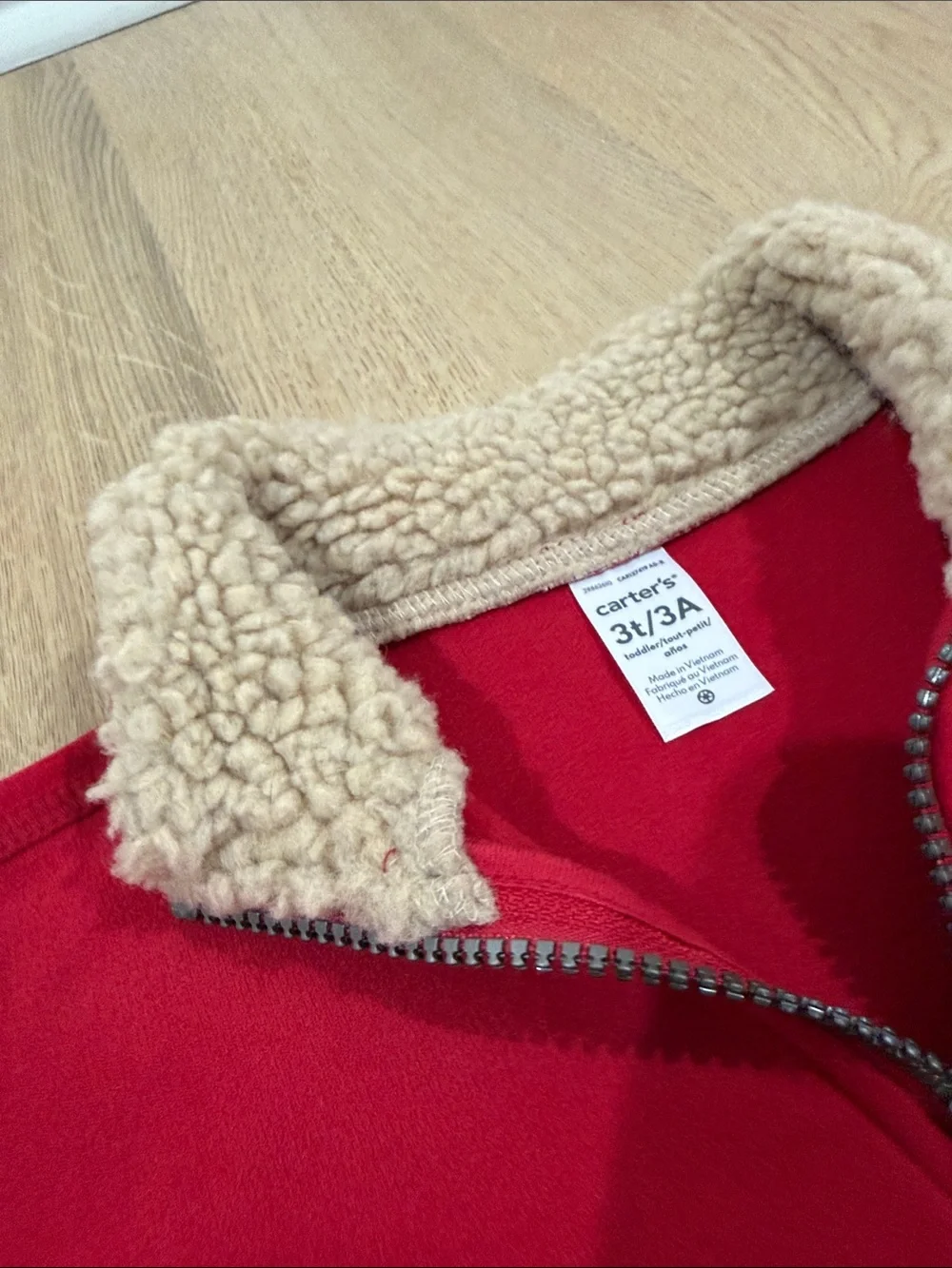 Carter's Red Sherpa-Trim Quarter-Zip Hoodie